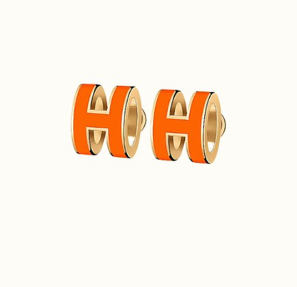 [LuxJewelry]MINI POP H EARRINGS ORANGE