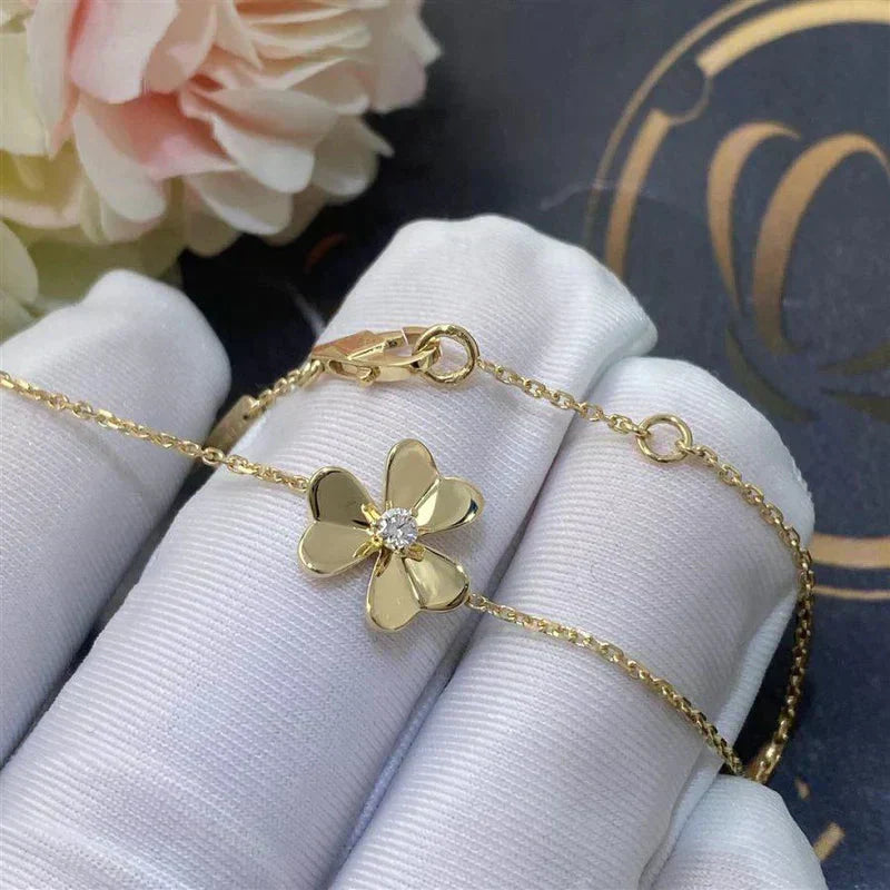 [LuxJewelry]FRIVOLE GOLD FLOWER PINK MALACHITE BRACELET
