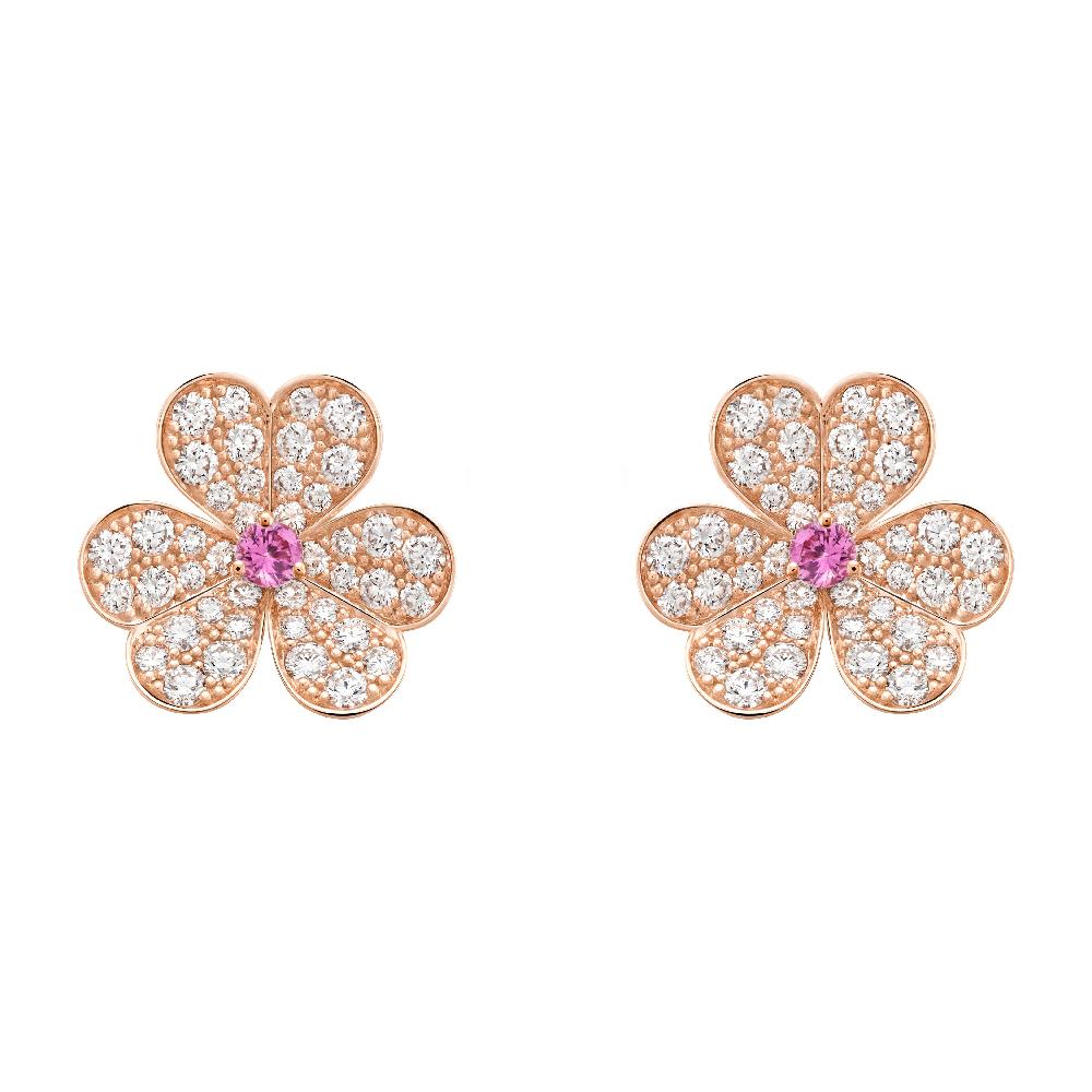 [LuxJewelry]FRIVOLE PINK GOLD FLOWER DIAMOND EARRINGS