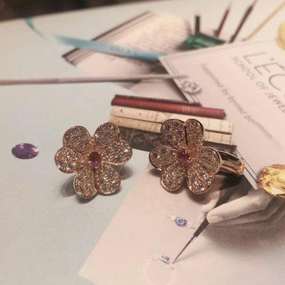 [LuxJewelry]FRIVOLE PINK GOLD FLOWER DIAMOND EARRINGS