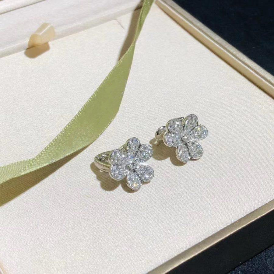 [LuxJewelry]FRIVOLE SILVER FLOWER DIAMOND EARRINGS