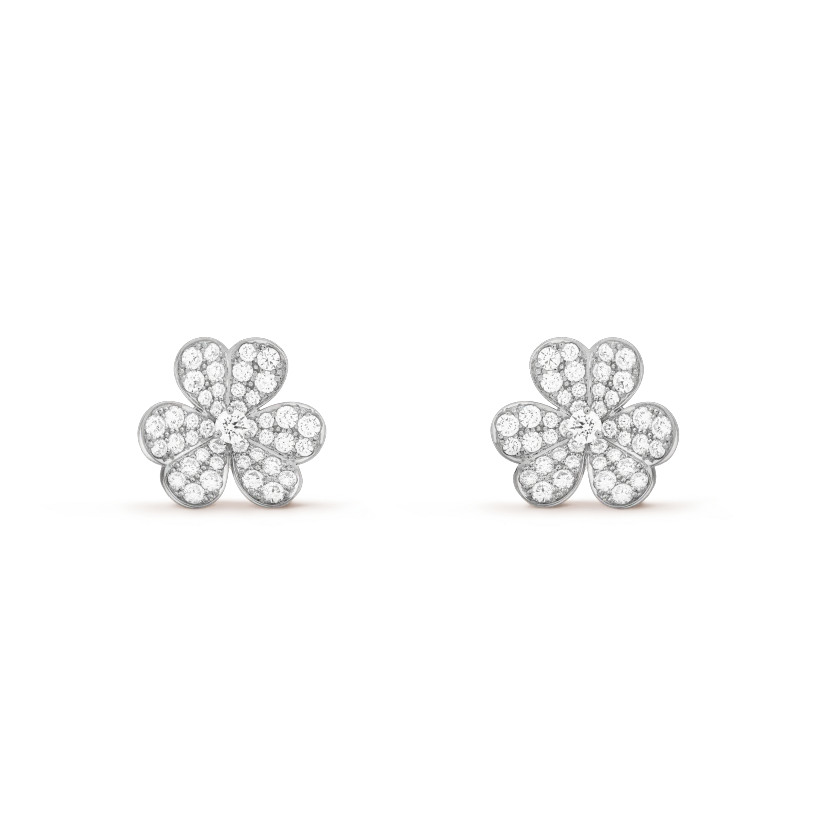 [LuxJewelry]FRIVOLE SILVER FLOWER DIAMOND EARRINGS