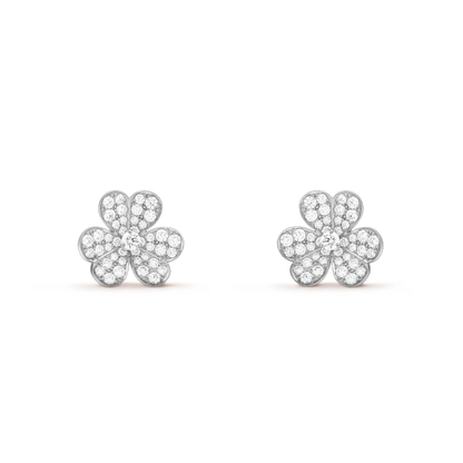 [LuxJewelry]FRIVOLE SILVER FLOWER DIAMOND EARRINGS