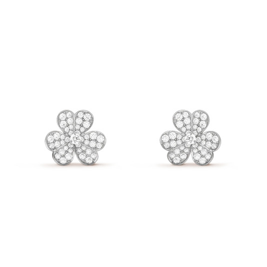 [LuxJewelry]FRIVOLE SILVER FLOWER DIAMOND EARRINGS