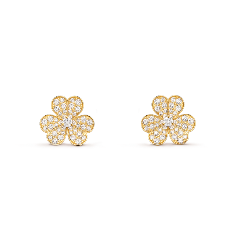 [LuxJewelry]FRIVOLE GOLD FLOWER DIAMOND EARRINGS