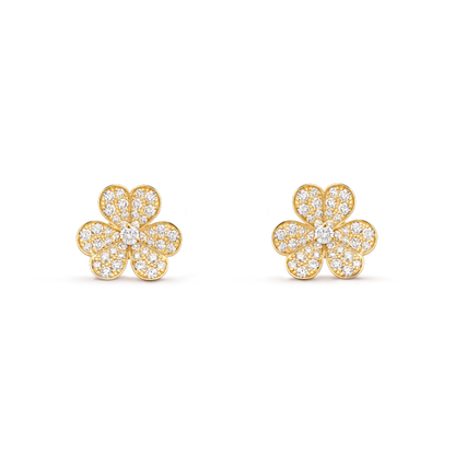 [LuxJewelry]FRIVOLE GOLD FLOWER DIAMOND EARRINGS