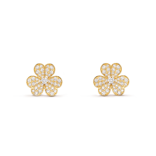 [LuxJewelry]FRIVOLE GOLD FLOWER DIAMOND EARRINGS
