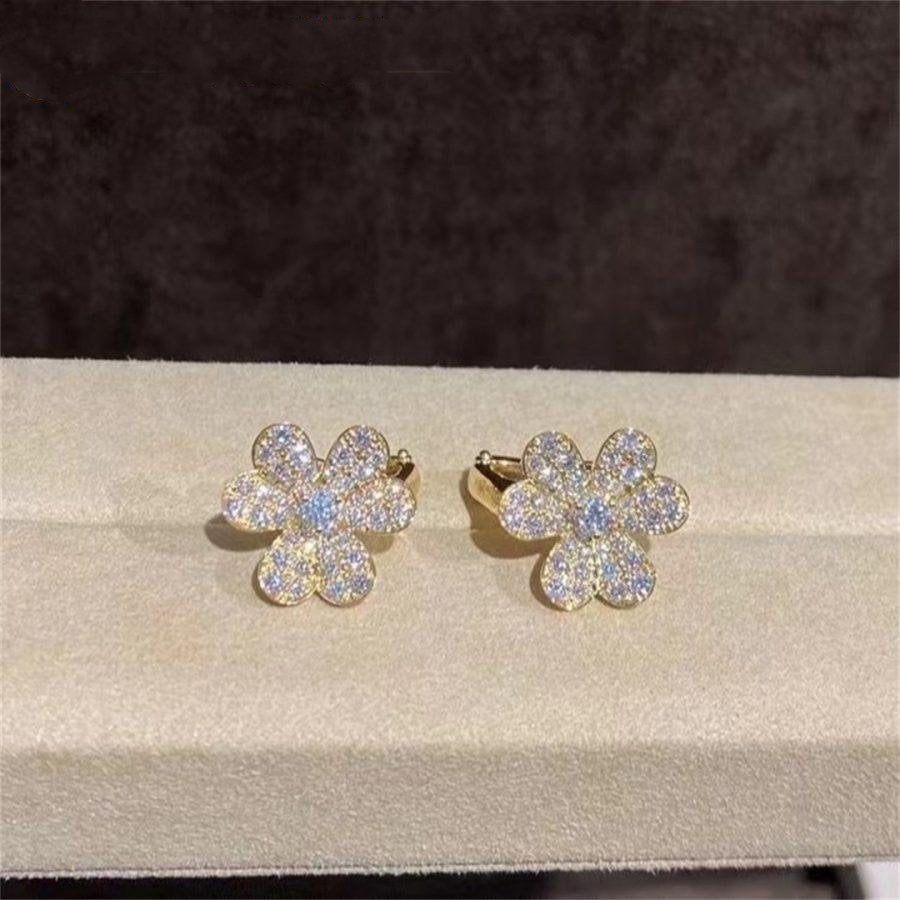 [LuxJewelry]FRIVOLE GOLD FLOWER DIAMOND EARRINGS