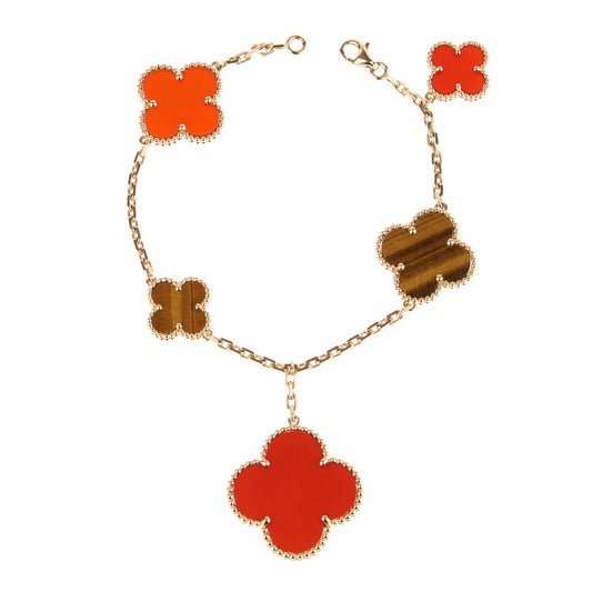 [Top&on]CLOVER BRACELET 5 MOTIFS CARNELIAN TIGER EYE
