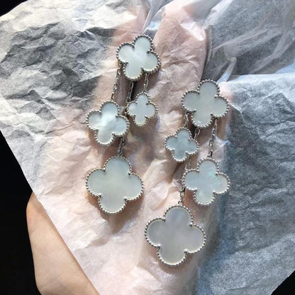 [LuxJewelry]CLOVER EARRINGS WHITE MOP 4 MOTIFS SILVER