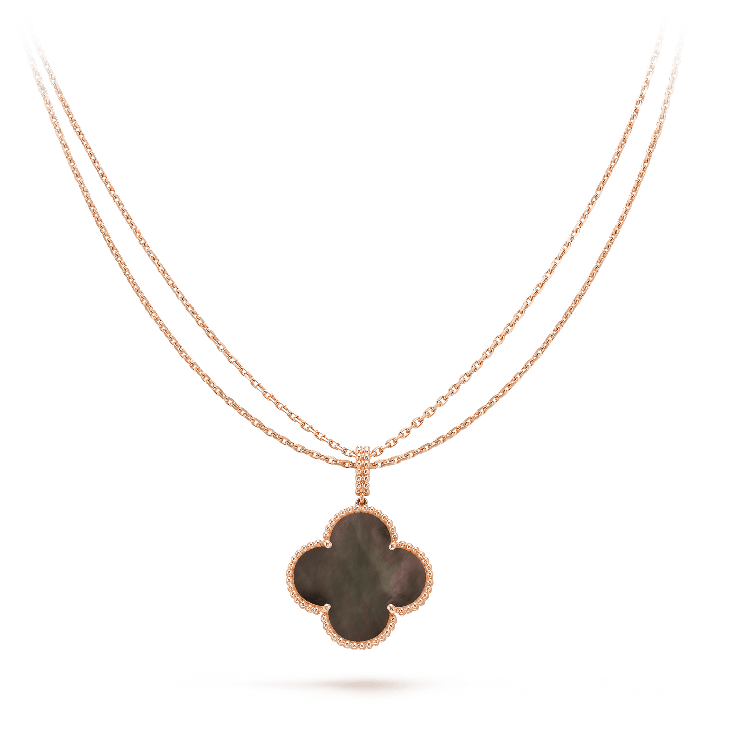 [LuxJewelry]CLOVER 25MM GOLD DARK MOP BIG CLOVER NECKLACE
