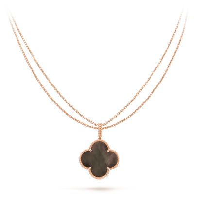 [LuxJewelry]CLOVER 25MM GOLD DARK MOP BIG CLOVER NECKLACE
