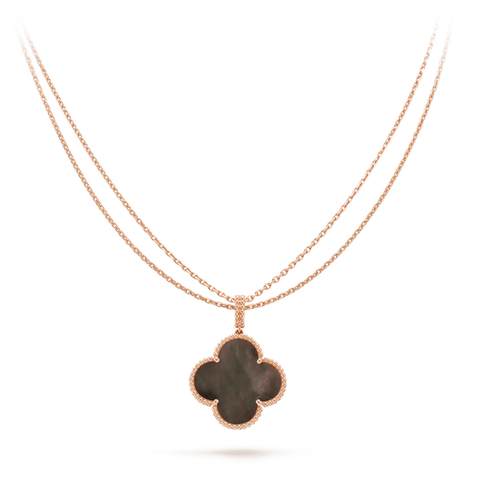 [LuxJewelry]CLOVER 25MM GOLD DARK MOP BIG CLOVER NECKLACE