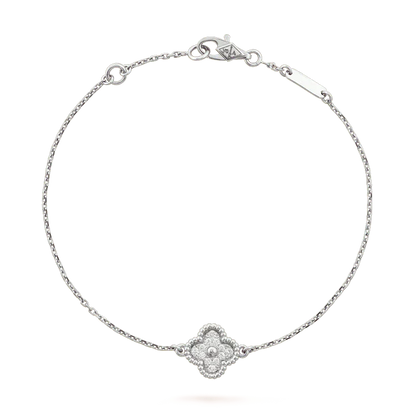 [LuxJewelry]CLOVER  SINGLE FLOWER BRACELET SILVER