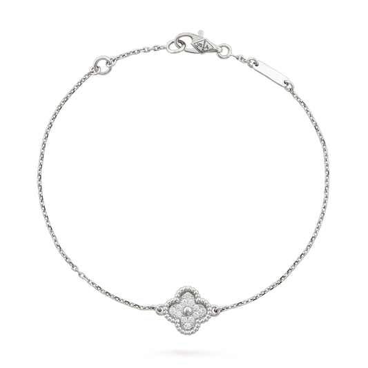 [LuxJewelry]CLOVER  SINGLE FLOWER BRACELET SILVER