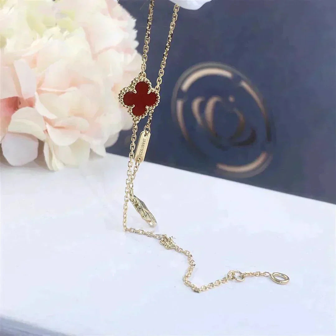 [LuxJewelry]CLOVER  CARNELIAN SINGLE FLOWER BRACELET