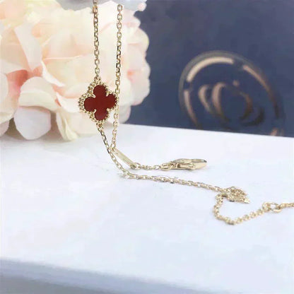 [LuxJewelry]CLOVER  CARNELIAN SINGLE FLOWER BRACELET