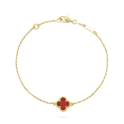 [LuxJewelry]CLOVER  CARNELIAN SINGLE FLOWER BRACELET