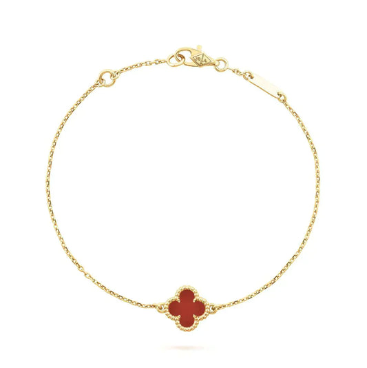 [LuxJewelry]CLOVER  CARNELIAN SINGLE FLOWER BRACELET