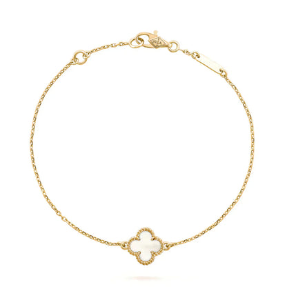[LuxJewelry]CLOVER WHITE MOP SINGLE FLOWER BRACELET