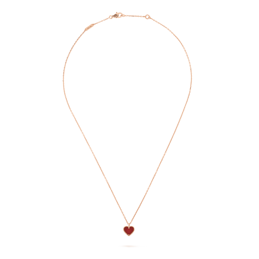 [LuxJewelry]SWEET CLOVER CARNELIAN HEART NECKLACE