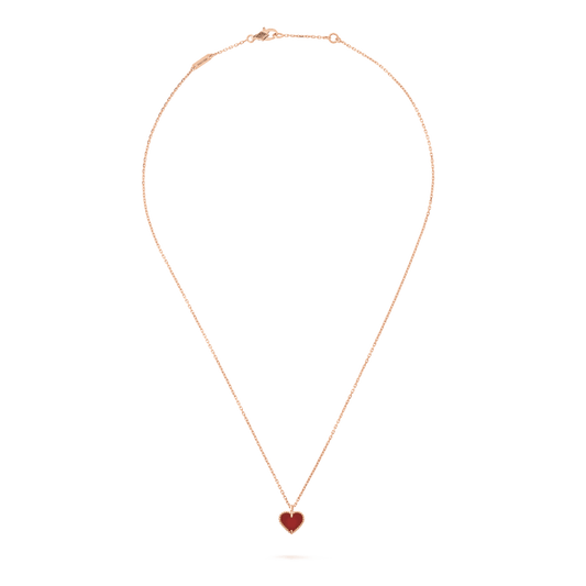 [LuxJewelry]SWEET CLOVER CARNELIAN HEART NECKLACE