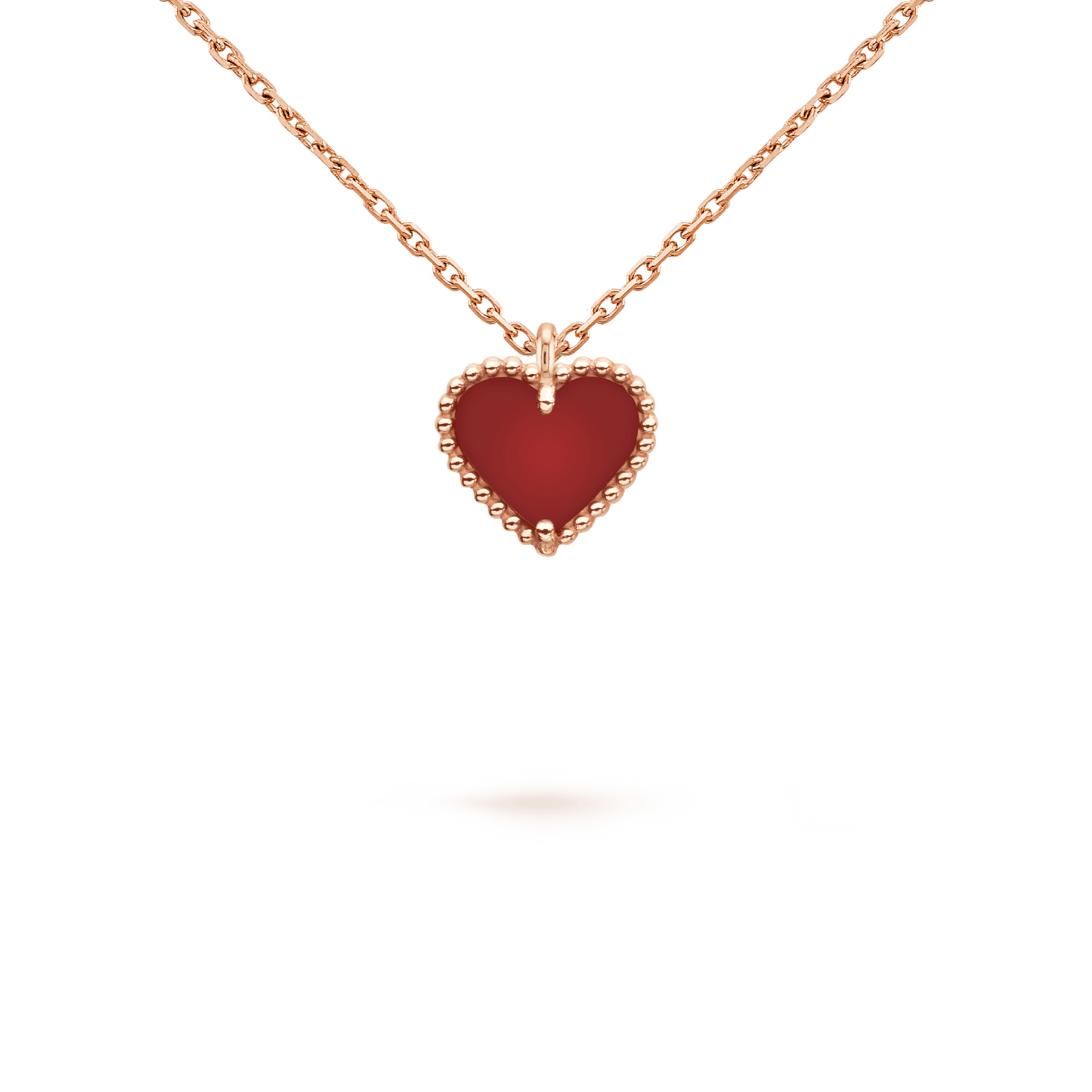 [LuxJewelry]SWEET CLOVER CARNELIAN HEART NECKLACE