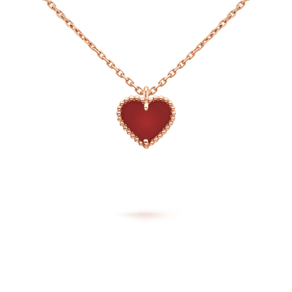 [LuxJewelry]SWEET CLOVER CARNELIAN HEART NECKLACE