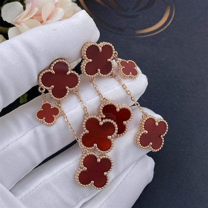 [LuxJewelry]CLOVER EARRINGS CARNELIAN 4 MOTIFS PINK GOLD