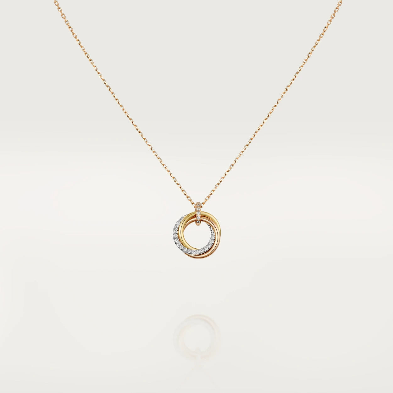 [LuxJewelry]TRINITY NECKLACE SILVER GOLD PINK GOLD DIAMONDS