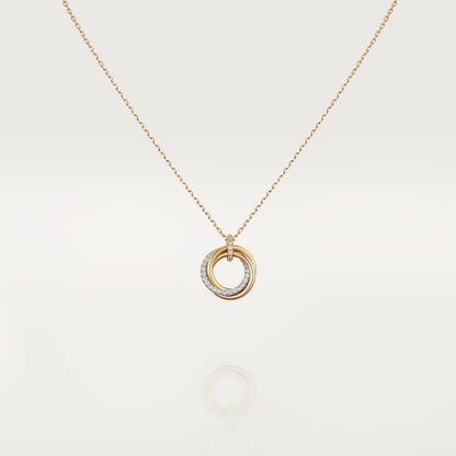[LuxJewelry]TRINITY NECKLACE SILVER GOLD PINK GOLD DIAMONDS