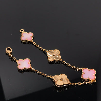 [LuxJewelry]CLOVER BRACELET 5 MOTIF PINK AND PINK GOLD