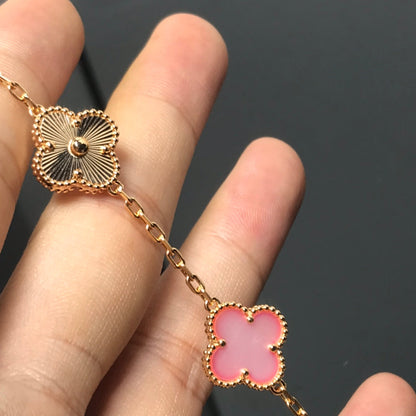[LuxJewelry]CLOVER BRACELET 5 MOTIF PINK AND PINK GOLD