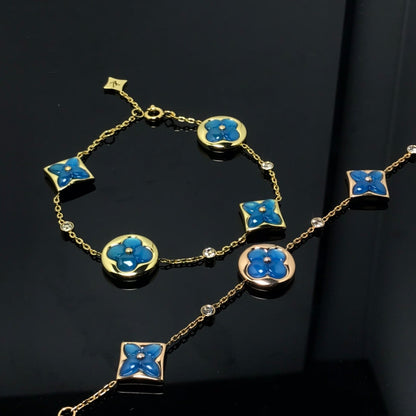 [LuxJewelry]STAR AND SUN 4 MOTIF BLUE BRACELET