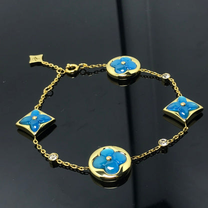 [LuxJewelry]STAR AND SUN 4 MOTIF BLUE BRACELET