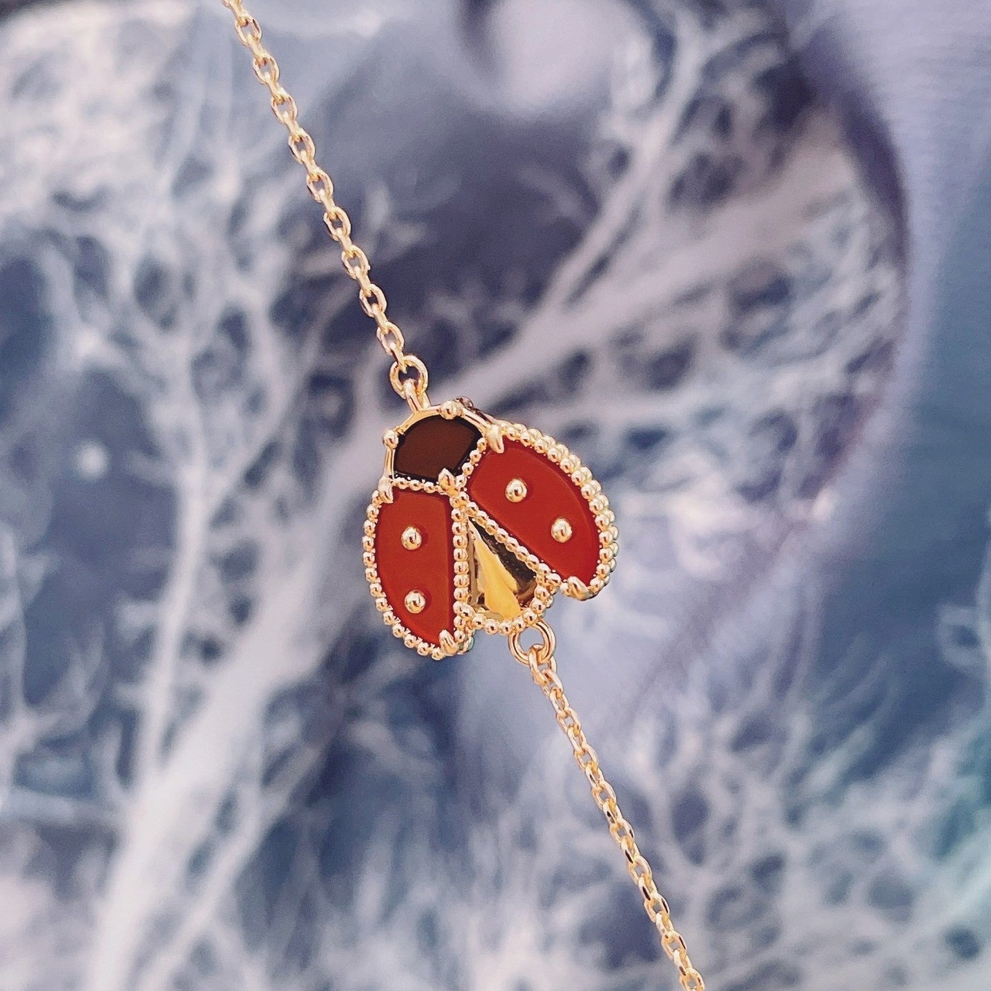[LuxJewelry]LUCKY SPRING 1 MOTIF PINK GOLD BRACELET