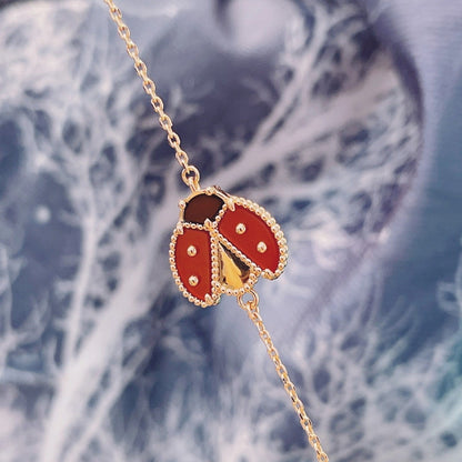 [LuxJewelry]LUCKY SPRING 1 MOTIF PINK GOLD BRACELET