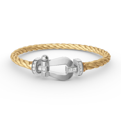 [LuxJewelry]FORCE LARGE HORSESHOE HALF DIAMOND BRACELET SILVER