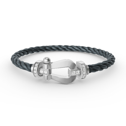 [LuxJewelry]FORCE LARGE HORSESHOE HALF DIAMOND BRACELET SILVER