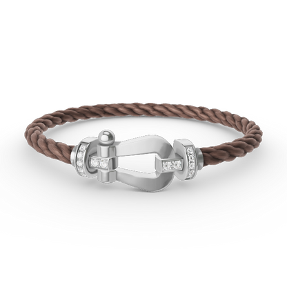 [LuxJewelry]FORCE LARGE HORSESHOE HALF DIAMOND BRACELET SILVER