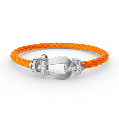 [LuxJewelry]FORCE LARGE HORSESHOE HALF DIAMOND BRACELET SILVER