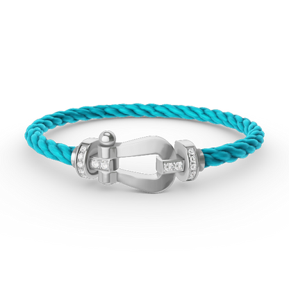 [LuxJewelry]FORCE LARGE HORSESHOE HALF DIAMOND BRACELET SILVER