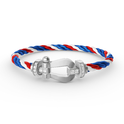 [LuxJewelry]FORCE LARGE HORSESHOE HALF DIAMOND BRACELET SILVER
