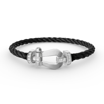 [LuxJewelry]FORCE LARGE HORSESHOE HALF DIAMOND BRACELET SILVER
