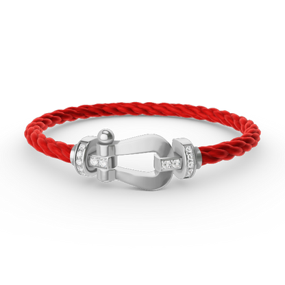 [LuxJewelry]FORCE LARGE HORSESHOE HALF DIAMOND BRACELET SILVER