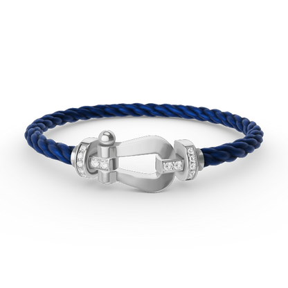 [LuxJewelry]FORCE LARGE HORSESHOE HALF DIAMOND BRACELET SILVER