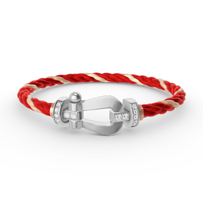 [LuxJewelry]FORCE LARGE HORSESHOE HALF DIAMOND BRACELET SILVER