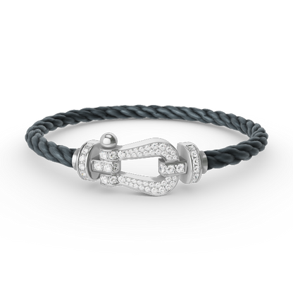 [LuxJewelry]FORCE LARGE HORSESHOE FULL DIAMOND BRACELET SILVER