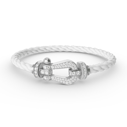 [LuxJewelry]FORCE LARGE HORSESHOE FULL DIAMOND BRACELET SILVER