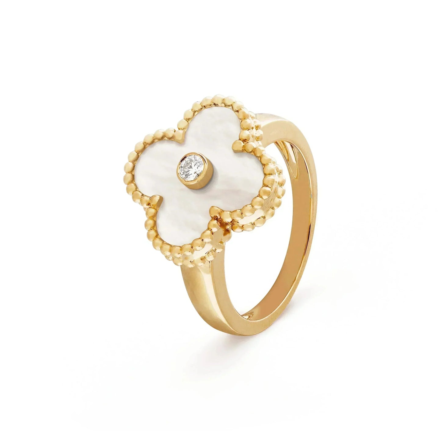 [LuxJewelry]CLOVER PINK MOP RING GOLD DIAMOND